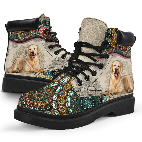 Golden Retriever - Vintage Mandala Asboot Sky - Love All Season Boots