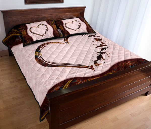 Fox Heart Colorfull Style Quilt Bed Set - Love Quilt Bedding Set