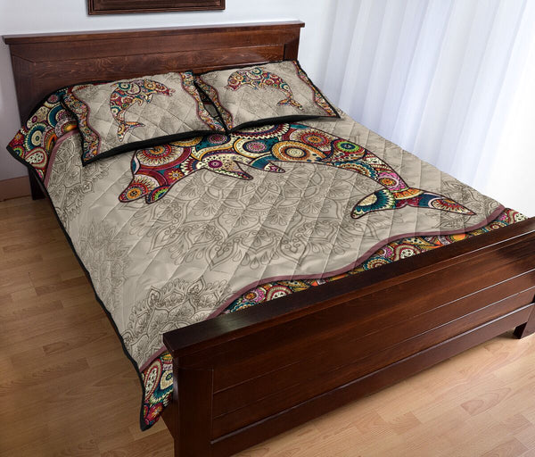 Dolphin Mandala Vintage Quilt Bed Set - Love Quilt Bedding Set