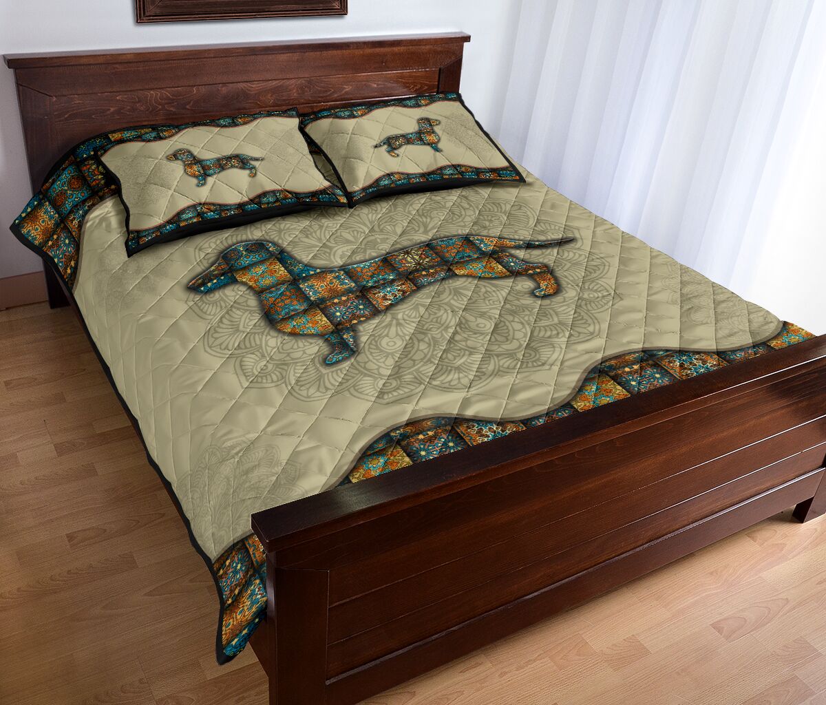 Quilt Bed Set - Mandala - Dachshund 47 - Love Quilt Bedding Set