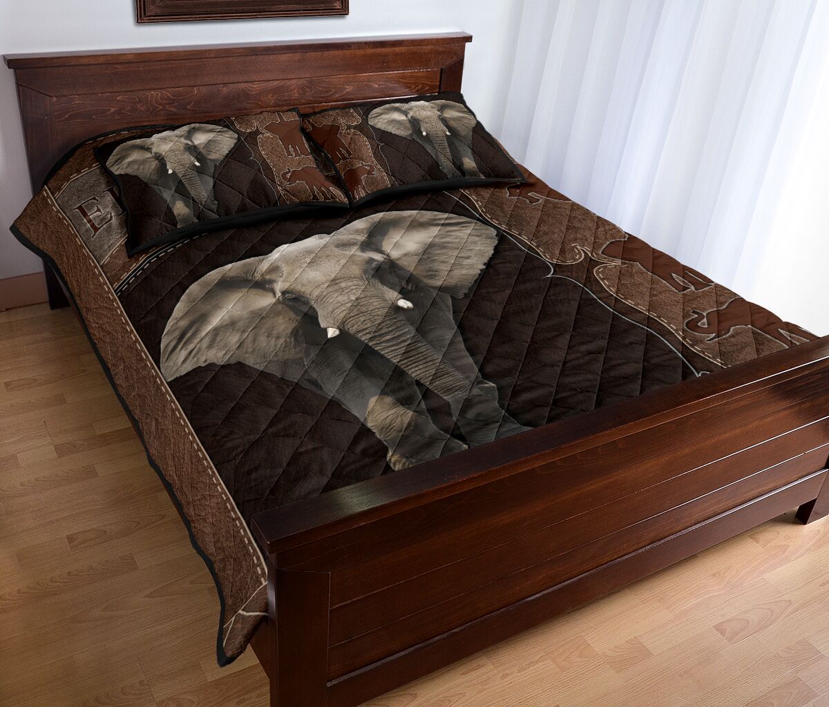 Elephant Leather Style Quilt Bed Set 9- Love Quilt Bedding Set