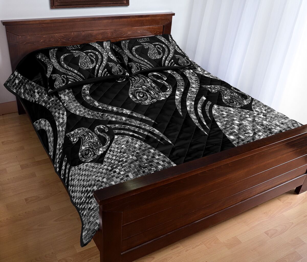 Cat Heart Line Style Quilt Bed Set - Love Quilt Bedding Set