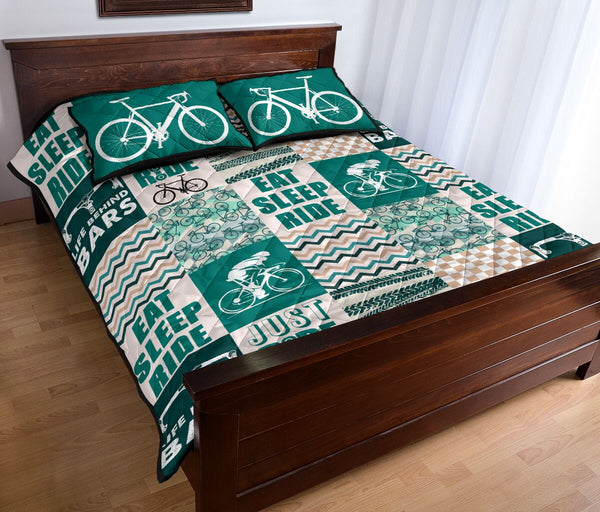 Road Bike Life Cycling Blue Pattern - Bed Set- Love Quilt Bedding Set