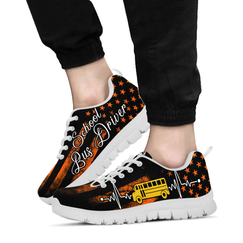 School Bus Orange Sneakers, Runni- Love Sneakers