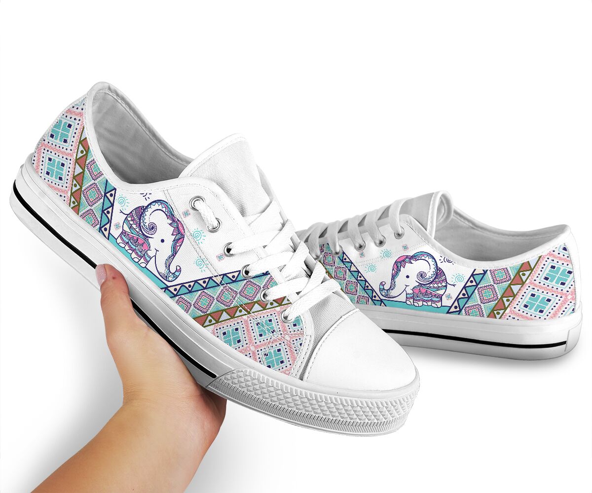 Elephant Boho Floral - Low Top Shoe - Love Love Top Shoes