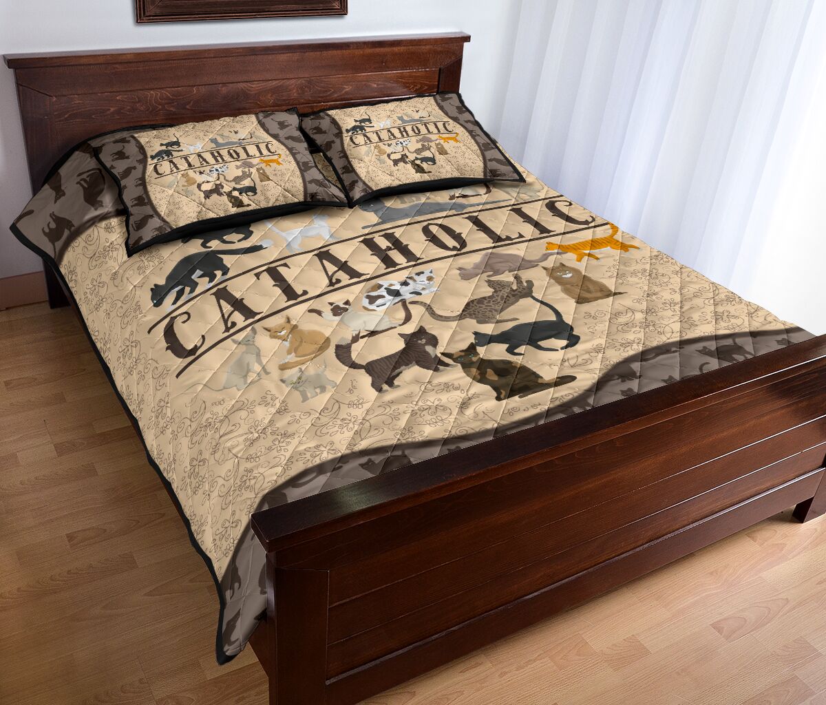 Cataholic Quilt Bed Set - Love Quilt Bedding Set