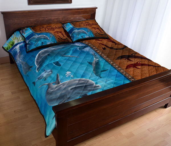 Dolphin Leather Style Quilt Bed Set - Love Quilt Bedding Set