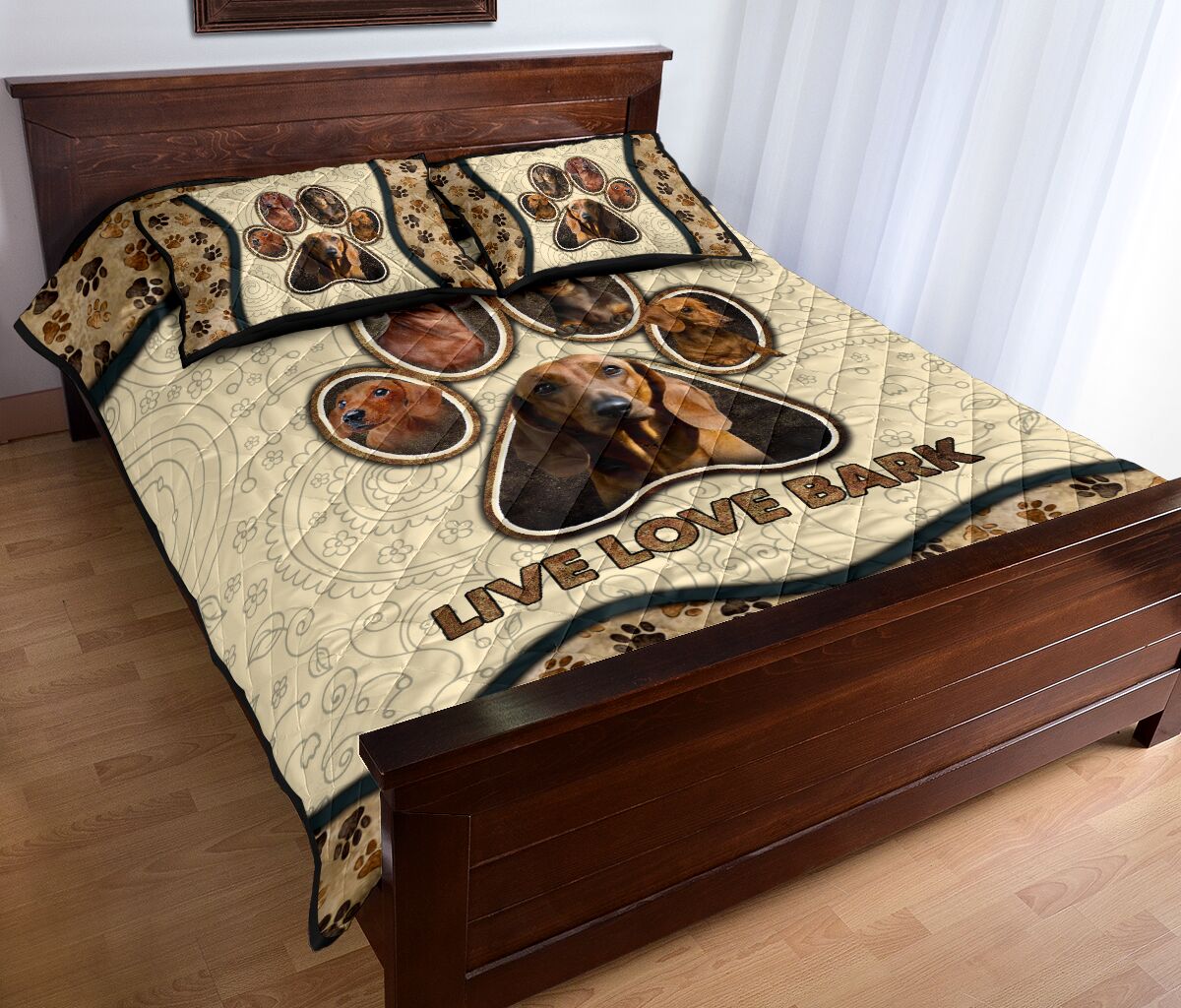 Dachshund Live Love Bark Vintage - Bed Set- Love Quilt Bedding Set