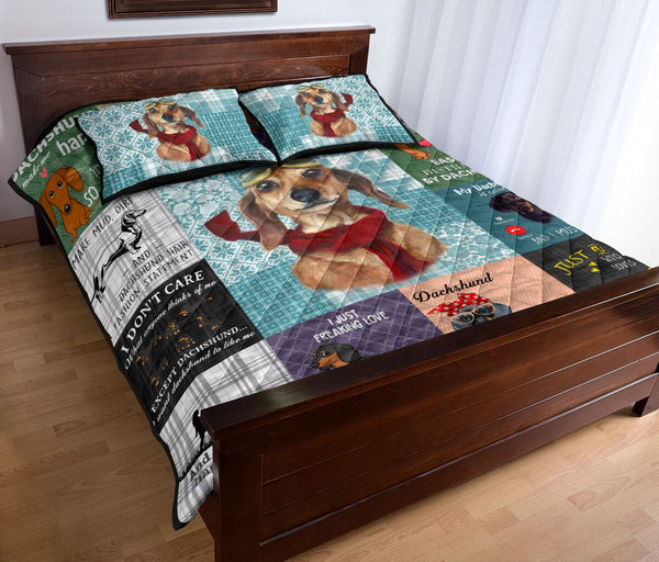 Dachshund Wool Pattern - Bed Set - Love Quilt Bedding Set