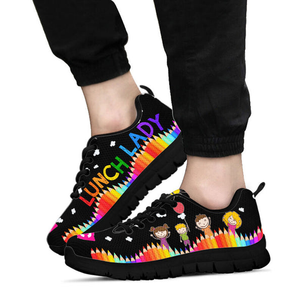 Lunch Lady Abc Black Shoes Sneakers, Running Shoes, Shoes For Women, Shoes For Men, Custom S- Love Sneakers