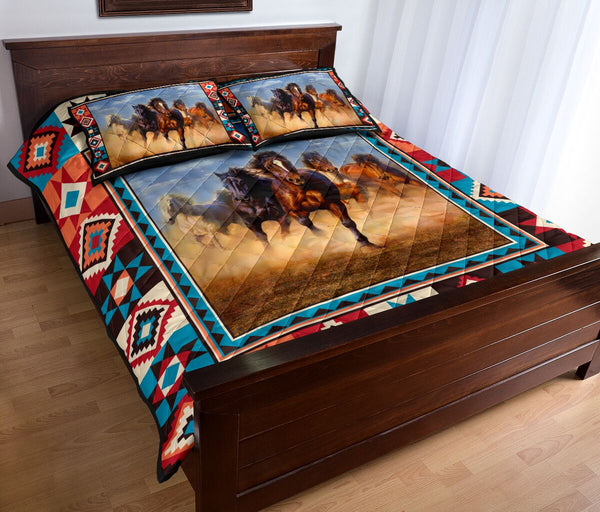 Horse Brocade Quilt Bed Set - Love Quilt Bedding Set