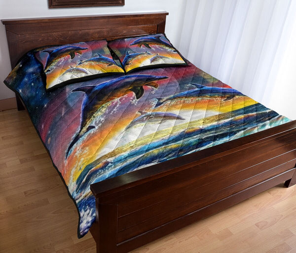 Dolphin Swimming In The Sky - Quilt Bed Set - Nnd - Love Quilt Bedding Set