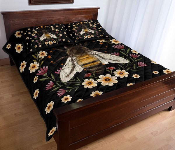 Bee Flower Quilt Bed Set - Love Quilt Bedding Set