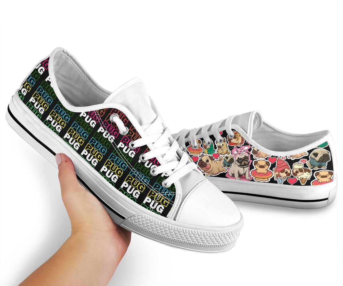 Pug Stickers - Low Top Shoe - Love Love Top Shoes
