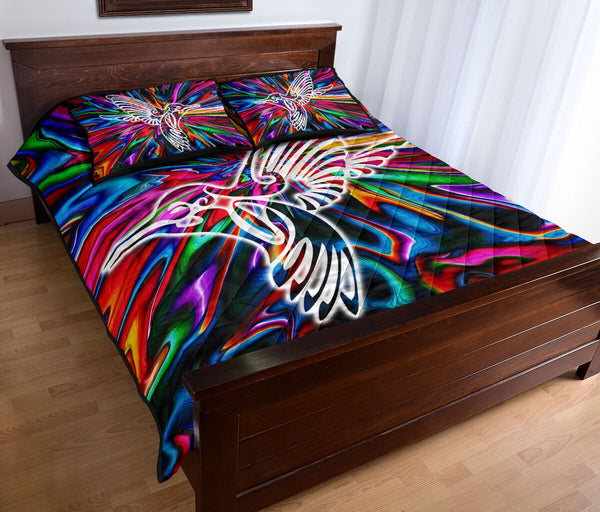 Hummingbird Animal Hippie Style Quilt Bed Set- Love Quilt Bedding Set