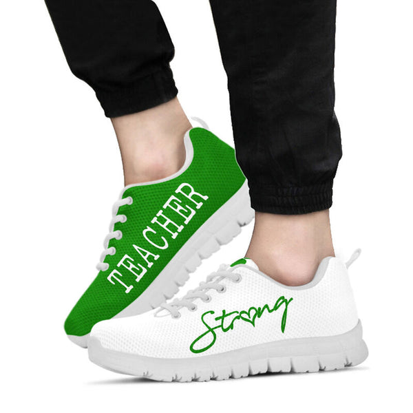 Teacher Strong Green Sneakers, Running Shoes, Shoes For Women, Shoes For Men, Custom Shoes,- Love Sneakers