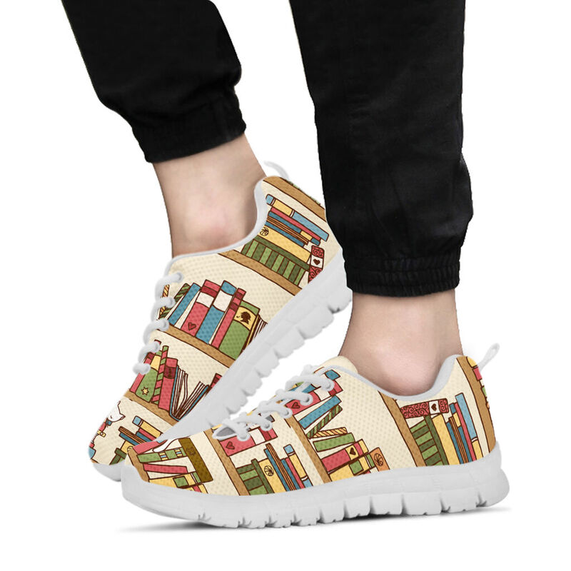 Librarian Cartoon Cute Sneakers, Runni- Love Sneakers