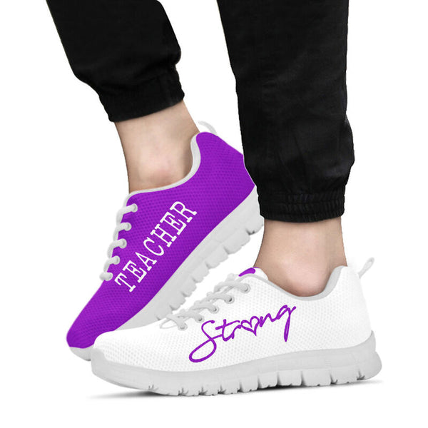 Teacher Strong Purple Shoes Sneakers, Running Shoes, Shoes For Women, Shoes For Men, Custom - Love Sneakers