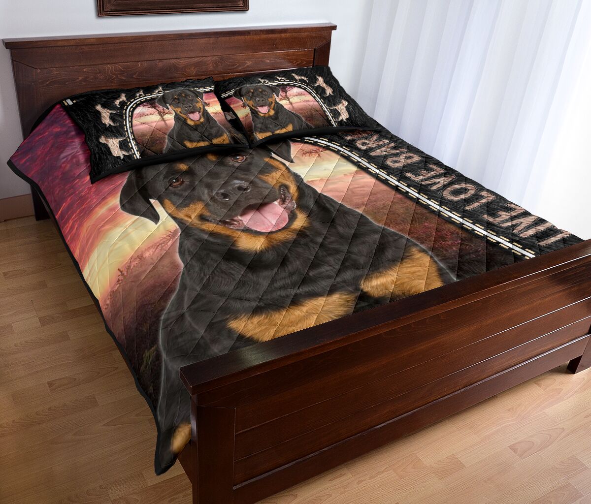 Live Love Bark Rottweiler - Bed Set - Love Quilt Bedding Set