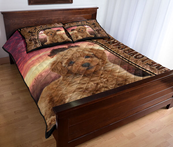 Live Love Bark Poodle- Bed Set - Love Quilt Bedding Set