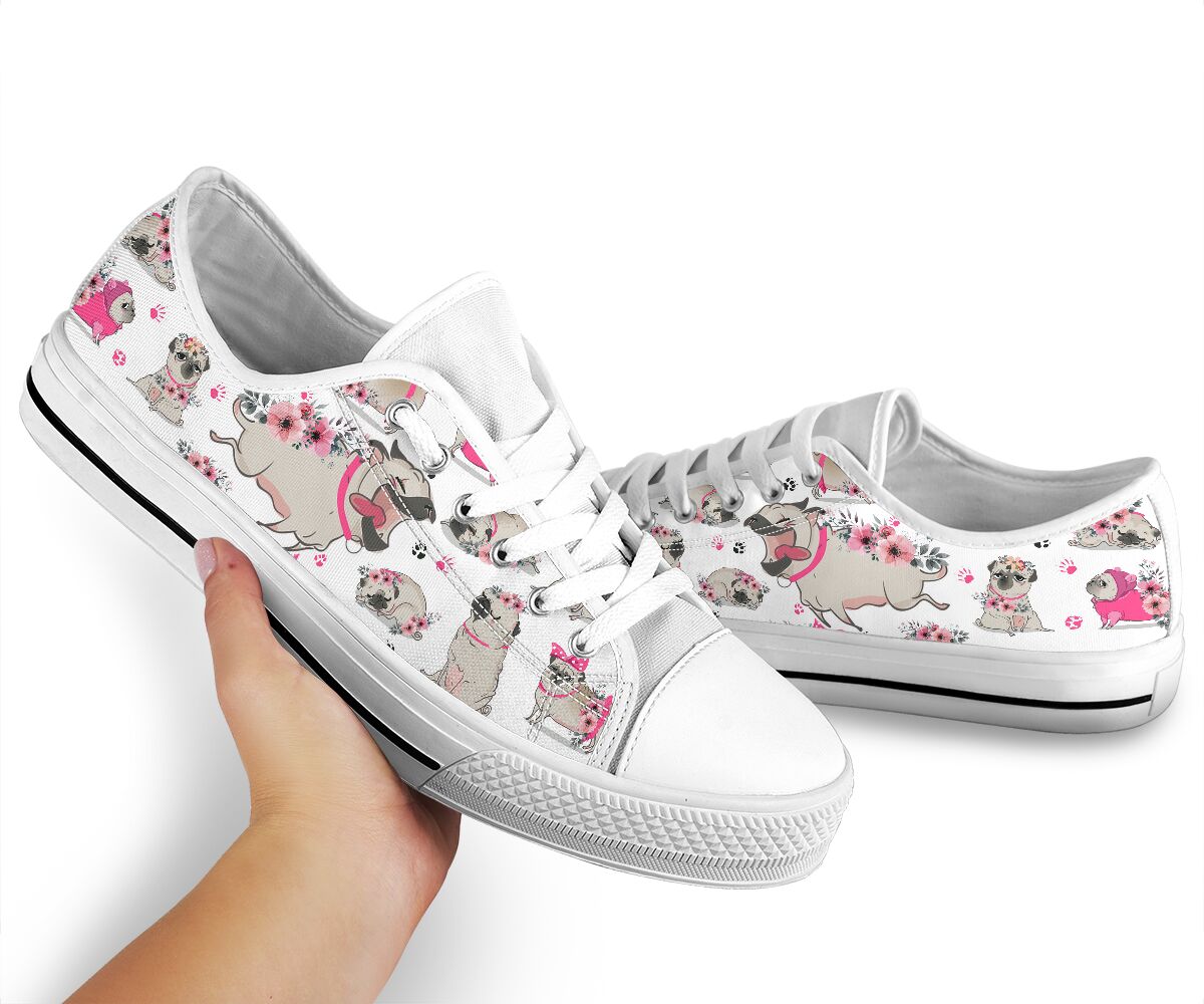 Low Top - Pug - Flower Shoe - Love Love Top Shoes
