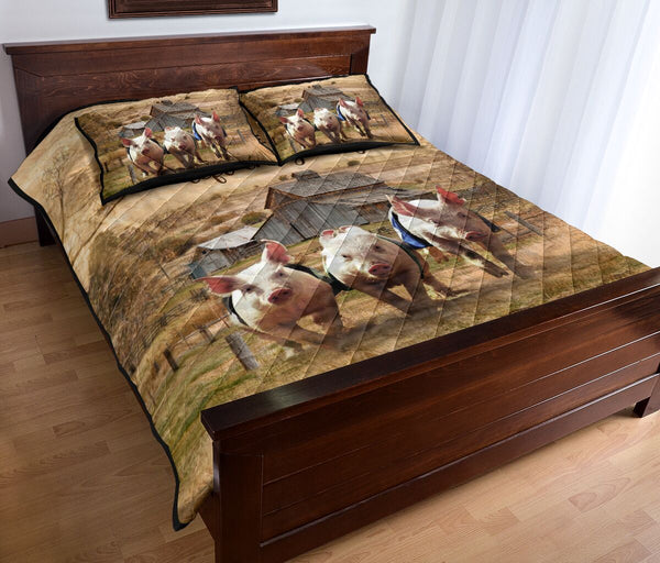 Quilt Bed Set - Pigs - Live Like Someone 33 - Love Quilt Bedding Set