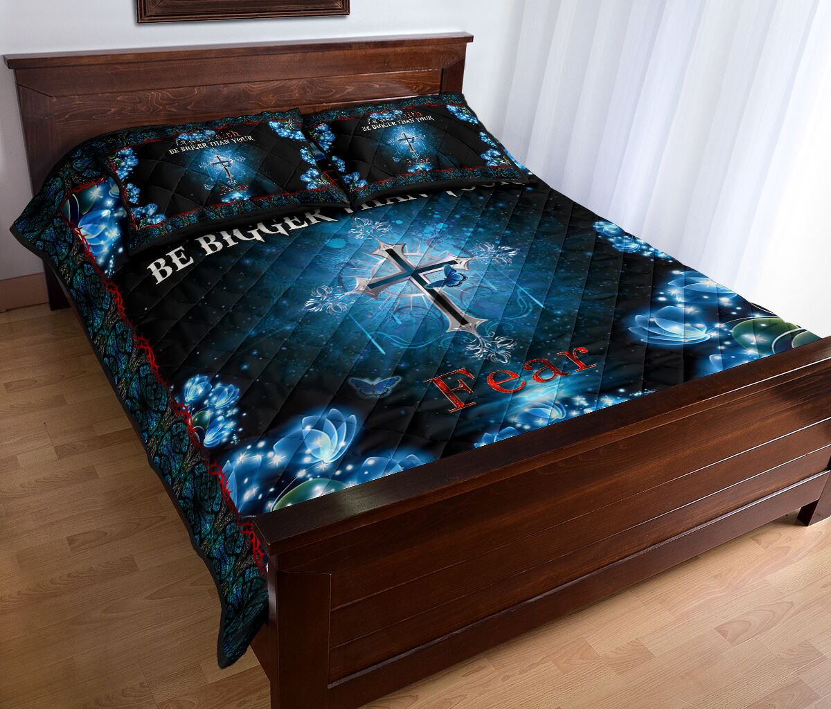 God Cross Flower Quilt Bed Set - Love Quilt Bedding Set