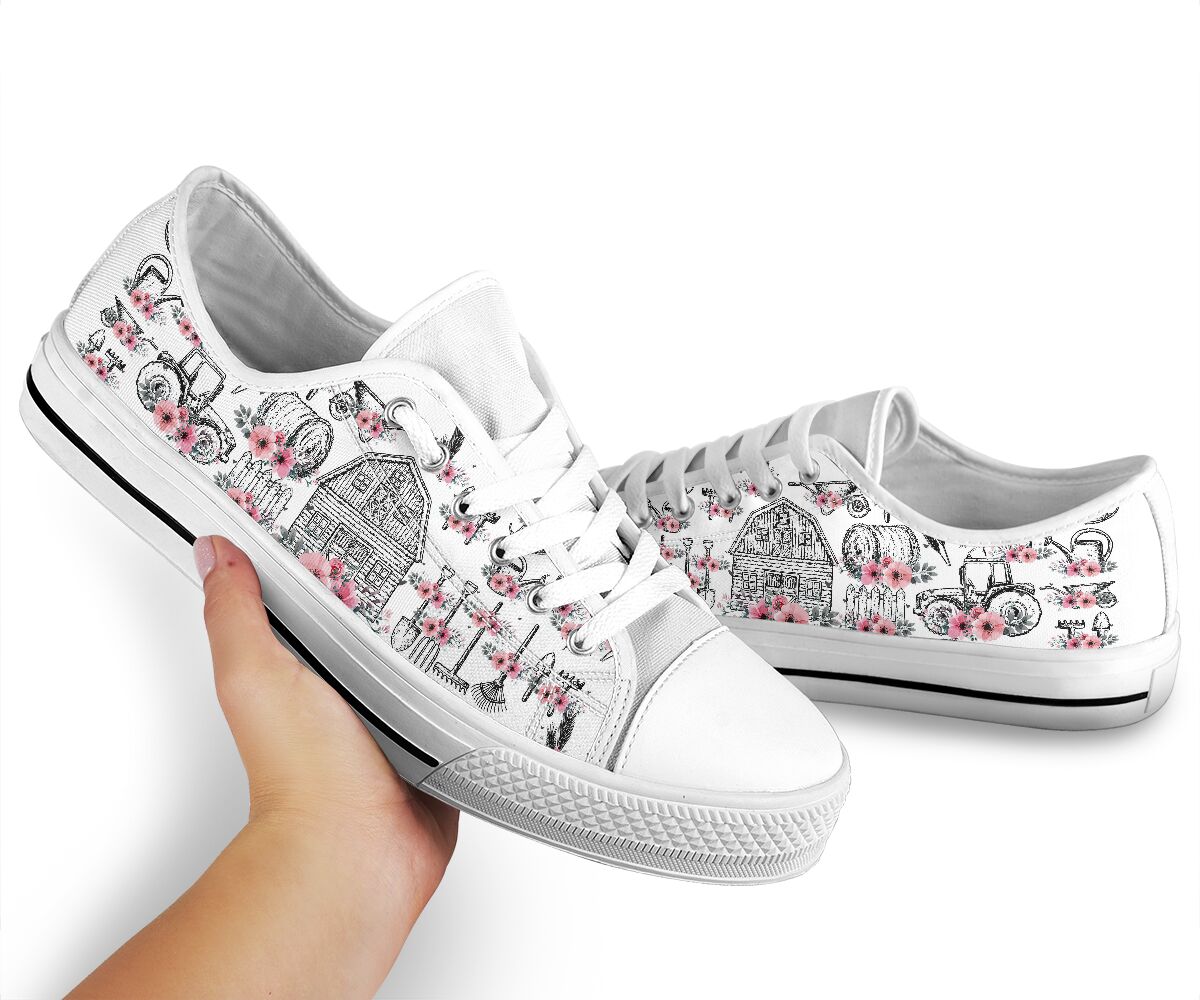 Farm Tools - Flowers - Low Top Shoe - Love Love Top Shoes