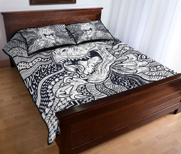 Dinosaurs Monochrome Style Quilt Bed Set- Love Quilt Bedding Set