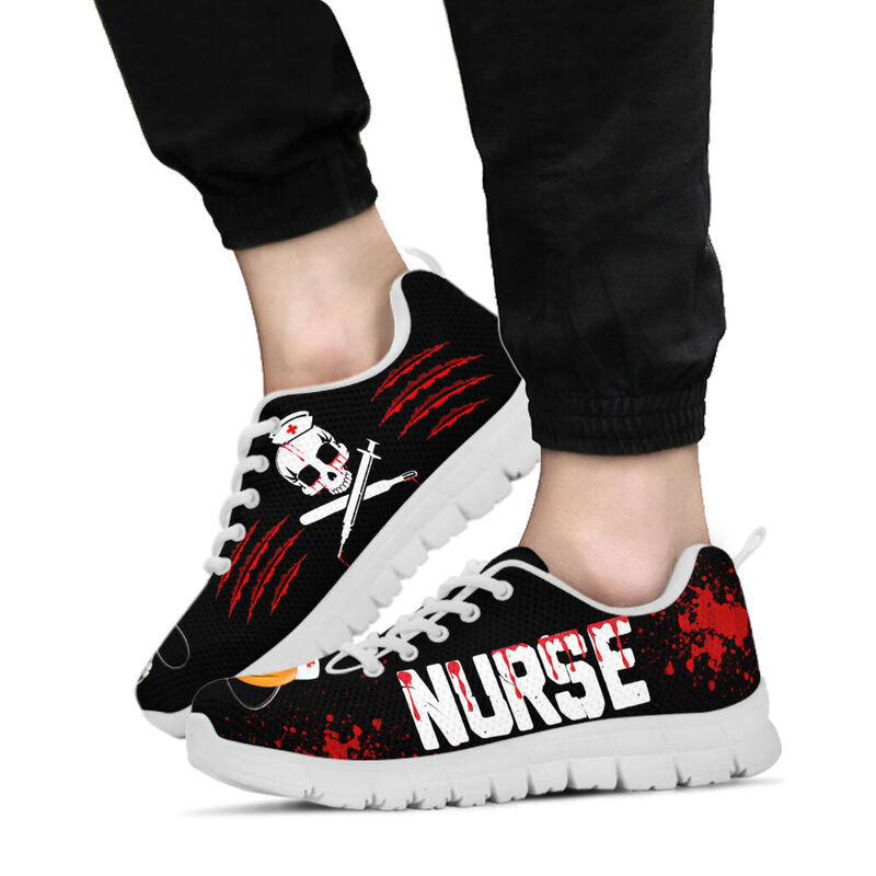 Nurse Halloween Blood Shoes Sneakers, Running Shoes, Shoes For Women, Shoes For Men, Custom - Love Sneakers