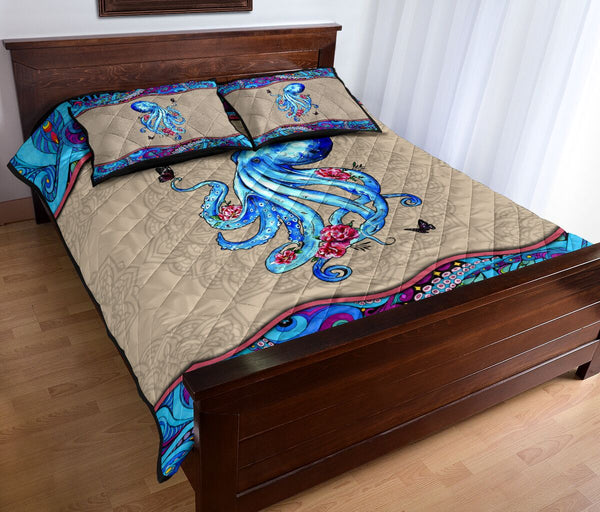 Octopus Color Mandala - Quilt Bed Set - Love Quilt Bedding Set