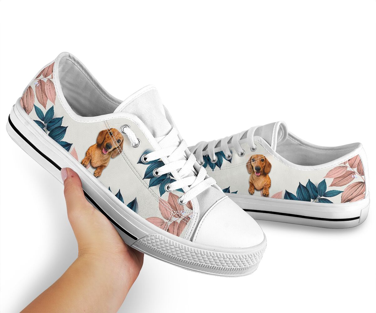 Dachshund Flower Pink - Low Top Shoe - Love Love Top Shoes