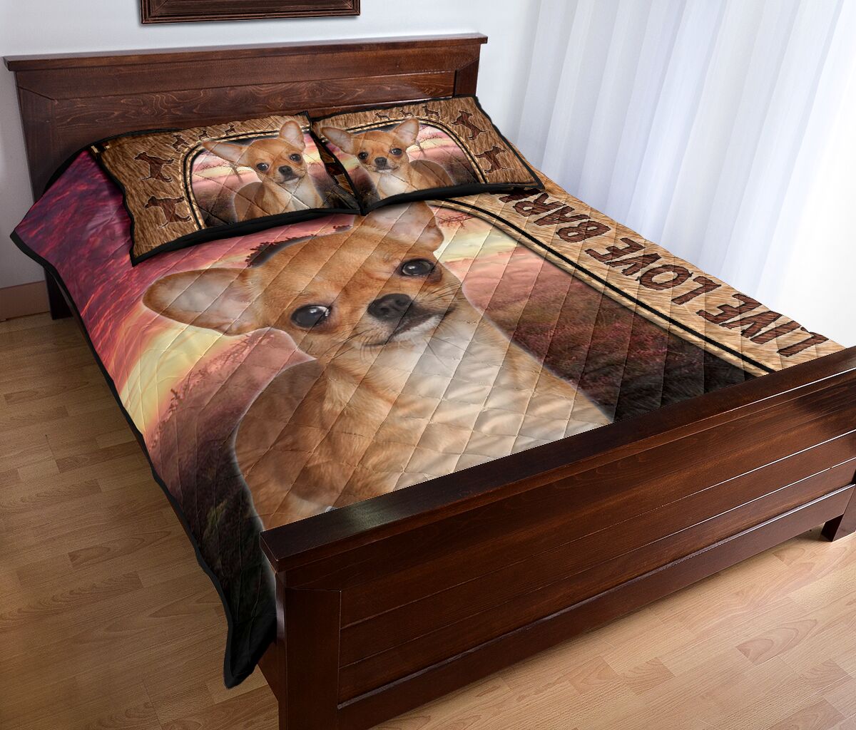 Live Love Bark Chihuahua - Bed Set - Love Quilt Bedding Set