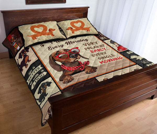 Dachshund I The Reason I Wake Up - Bed Set- Love Quilt Bedding Set