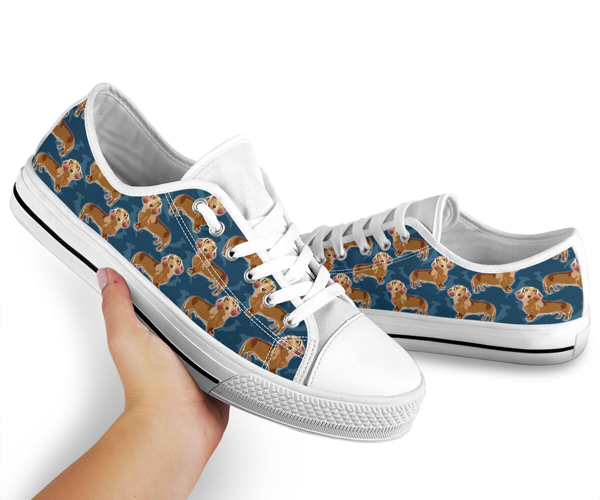 Dachshund Navy Pattern - Low Top Shoe - Love Love Top Shoes