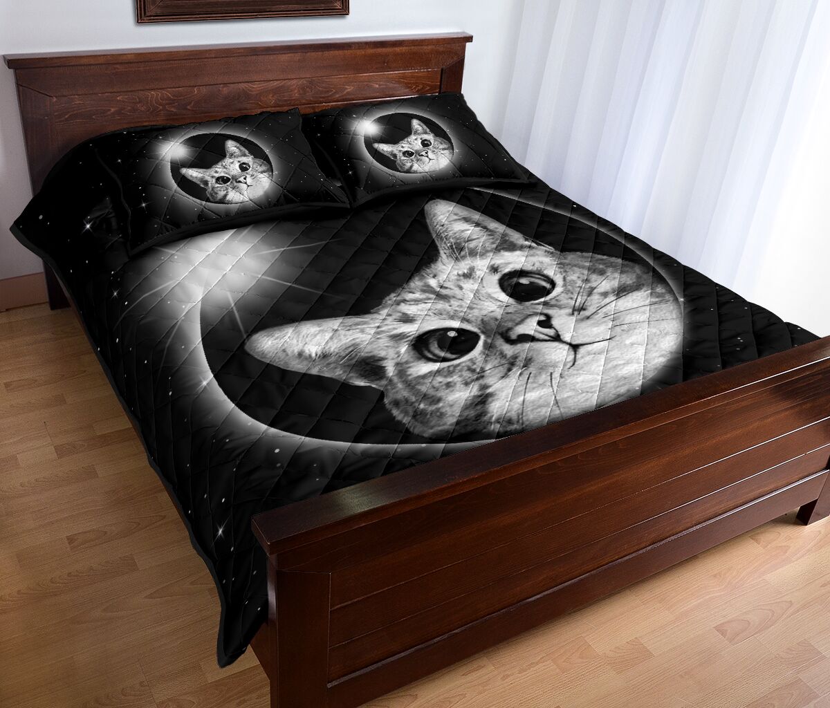 Cat Drawing Galaxy Quilt Bed Set- Love Quilt Bedding Set