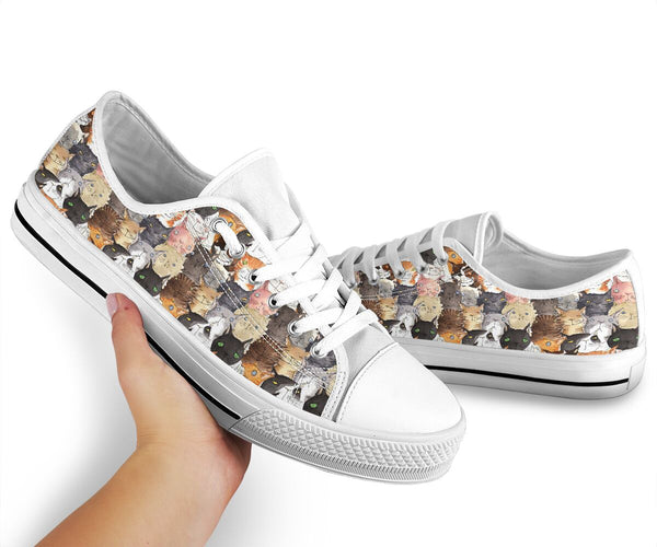 Cat Face Art Watercolor Low Top Shoes