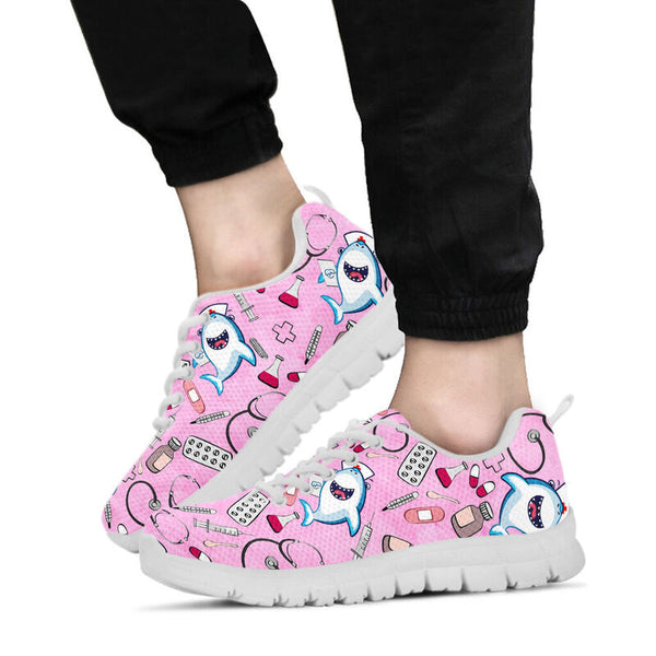 Nurse Shark Pink Sneakers, Running Shoes, Shoes For Women, Shoes For Men, Custom Shoes, L- Love Sneakers