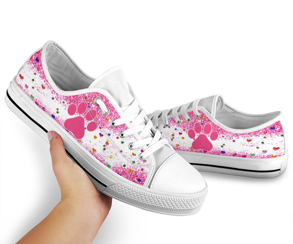 Dog Paw Glitter - Low Top Shoe - Love Love Top Shoes