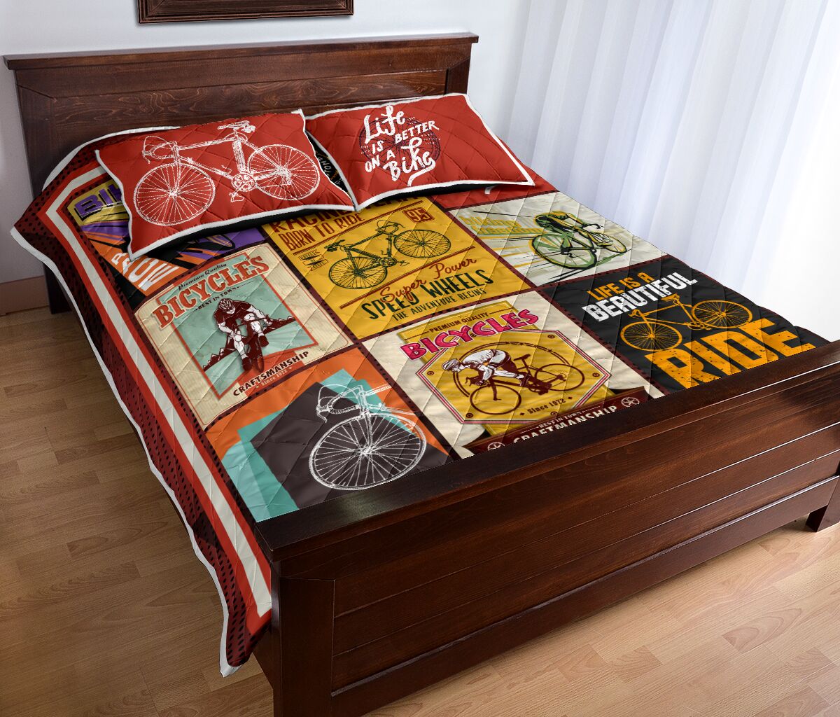 Cycling Vintage - Bed Set - Love Quilt Bedding Set