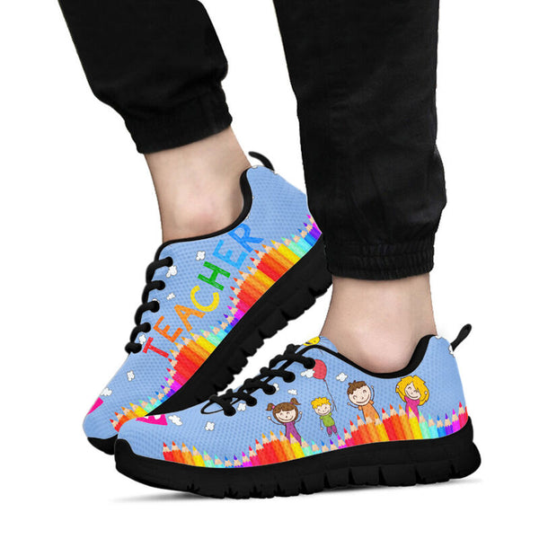 Teacher Abc Blue Shoes Sneakers, Running Shoes, Shoes For Women, Shoes For Men, Custom Shoes- Love Sneakers