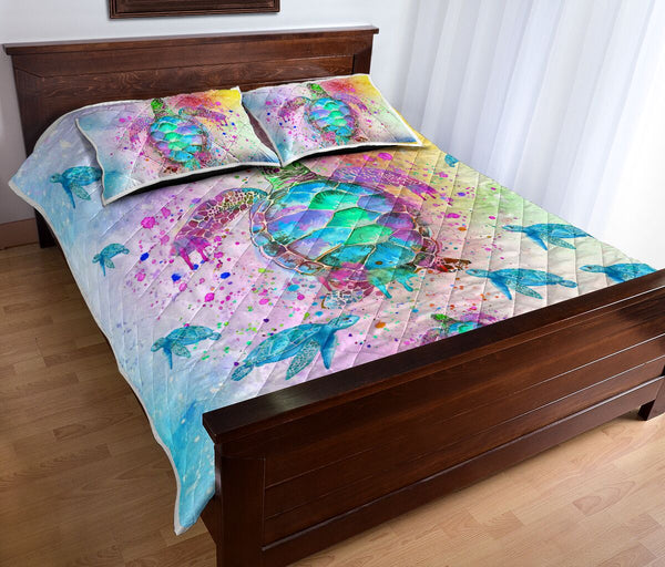 Turtle Color- Quilt Bed Set - Love Quilt Bedding Set