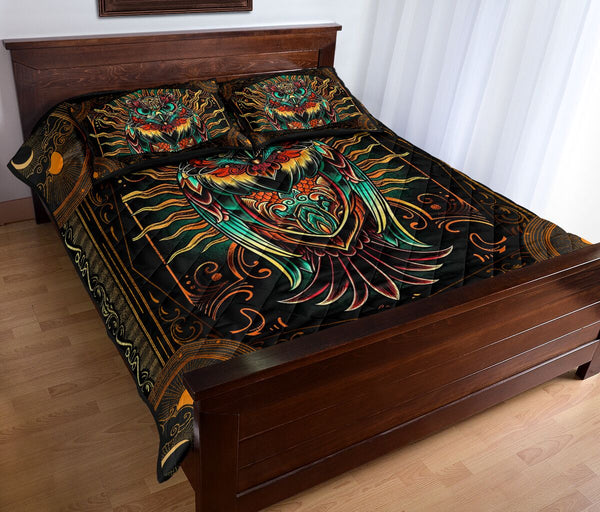 Owl Art Style Quilt Bed Set - Love Quilt Bedding Set