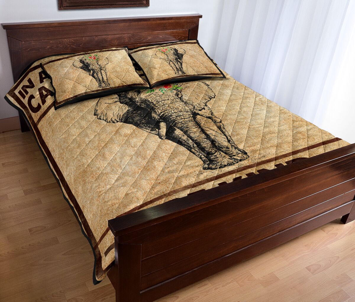 Elephant Pen Art Style Quilt Bed Set - Love Quilt Bedding Set