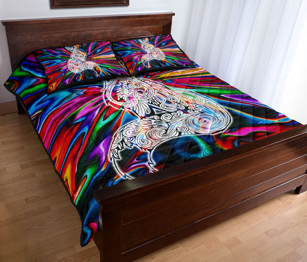 Fox Hippie Style Quilt Bed Set - Love Quilt Bedding Set