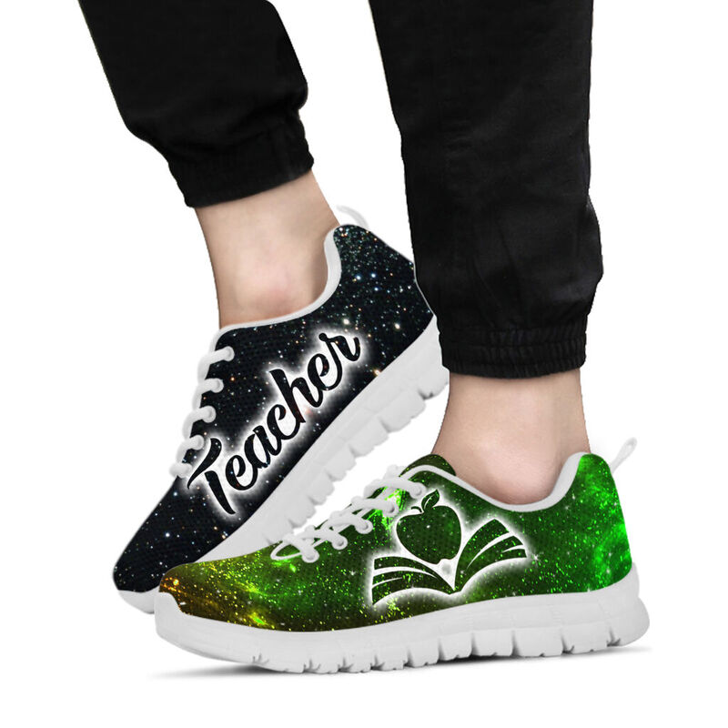 Teacher Galaxy Green Black Kd Sneakers, Running Shoes, Shoes For Women, Shoes For Men, Cust- Love Sneakers