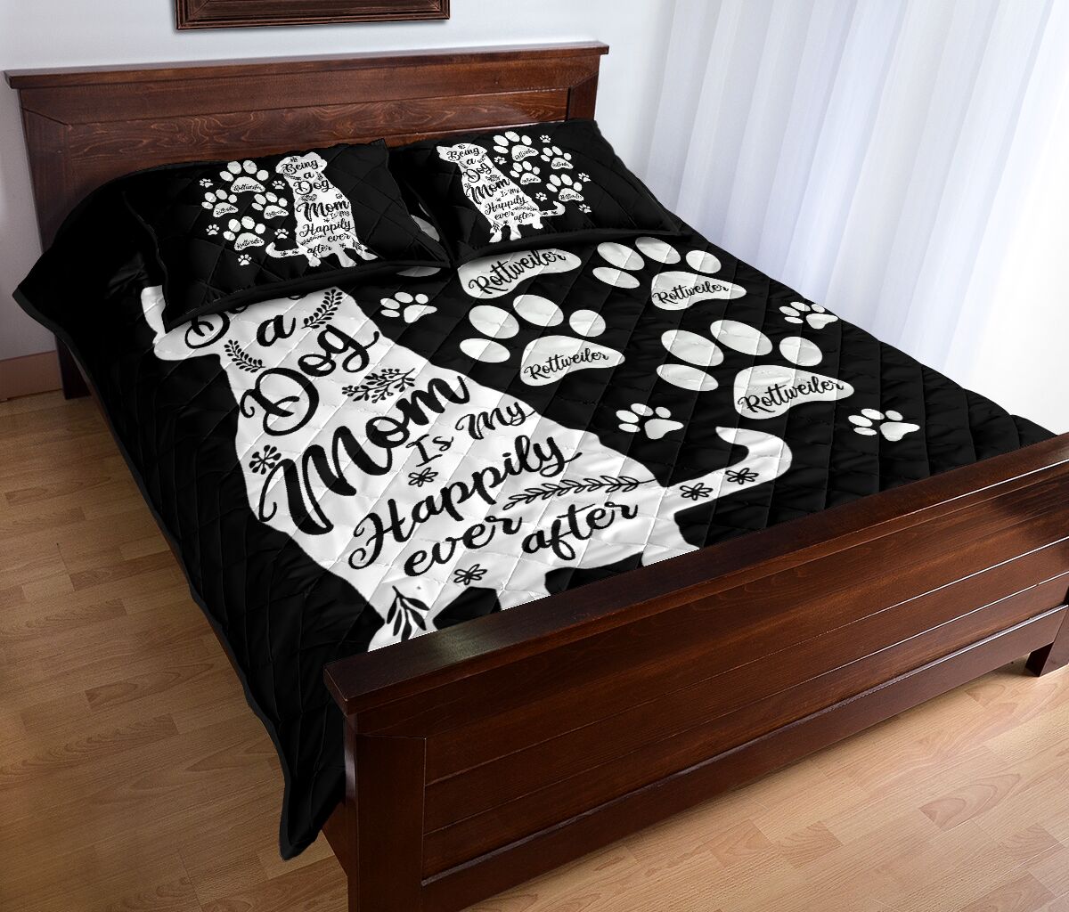 Rottweiler Black And White - Bed Set- Love Quilt Bedding Set