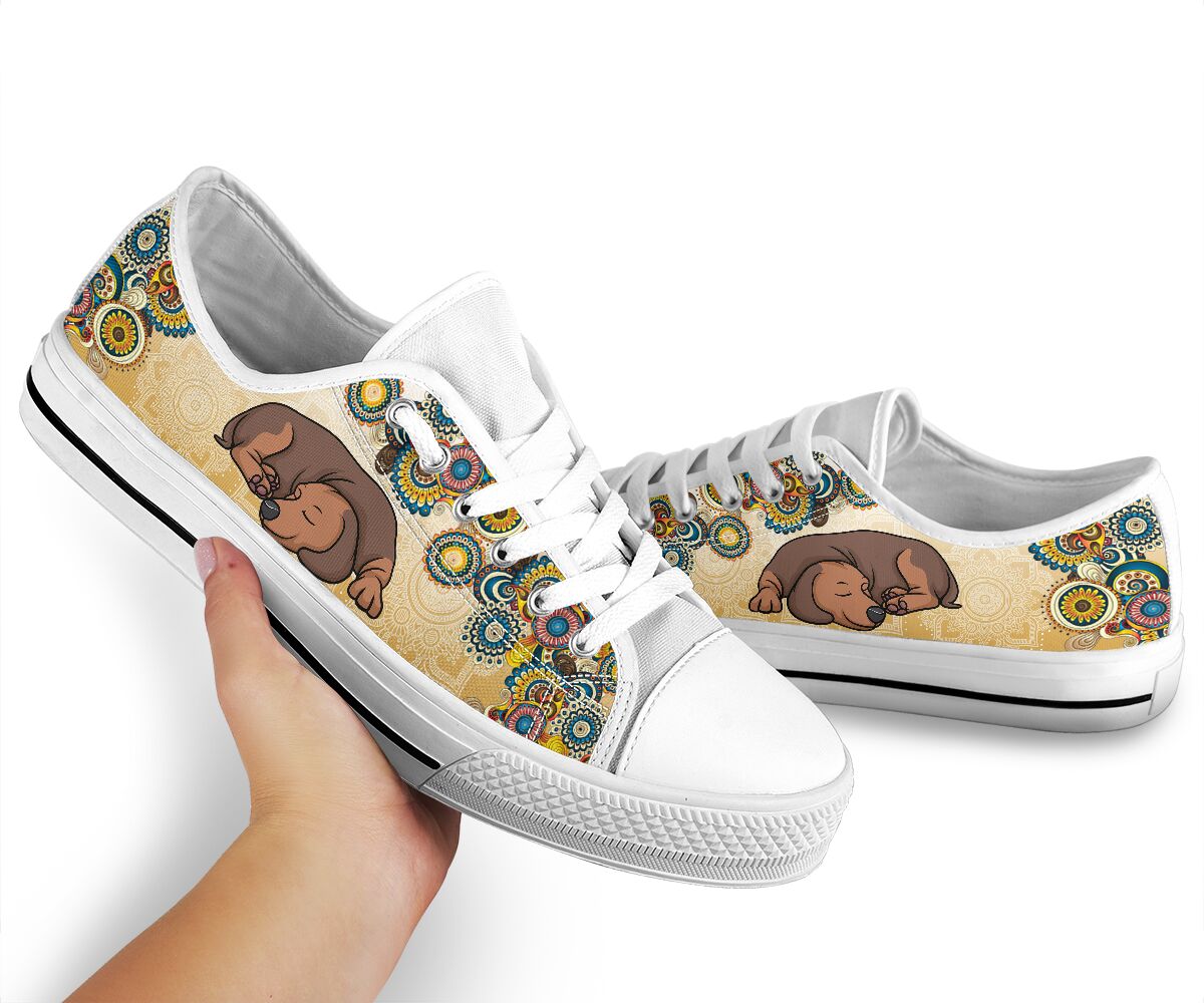 Dachshund Sleep Mandala - Low Top Shoe - Love Love Top Shoes