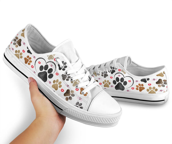 Dog Paw White - Low Top Shoe - Love Love Top Shoes