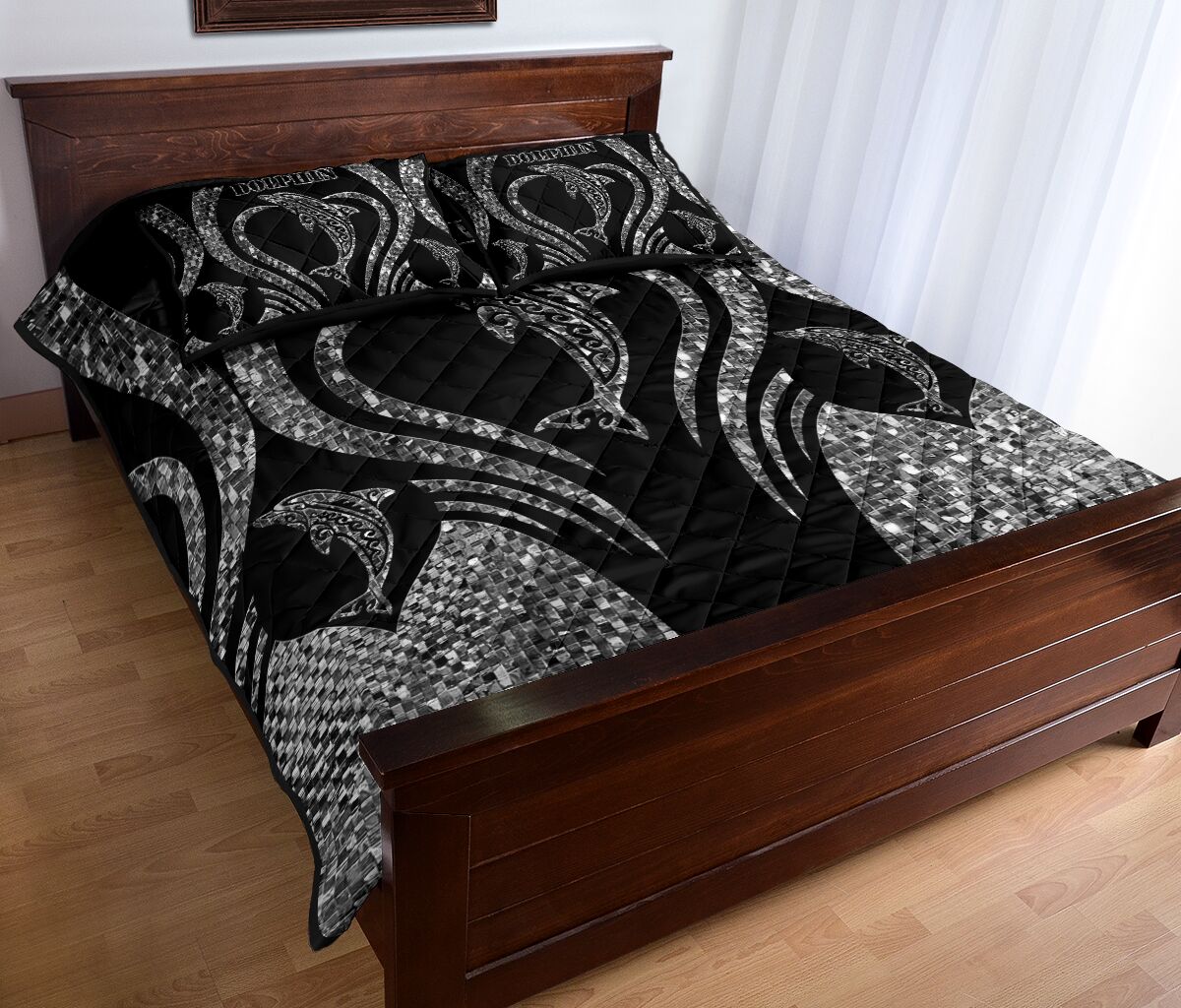 Dolphin Heart Line Style Quilt Bed Set - Love Quilt Bedding Set